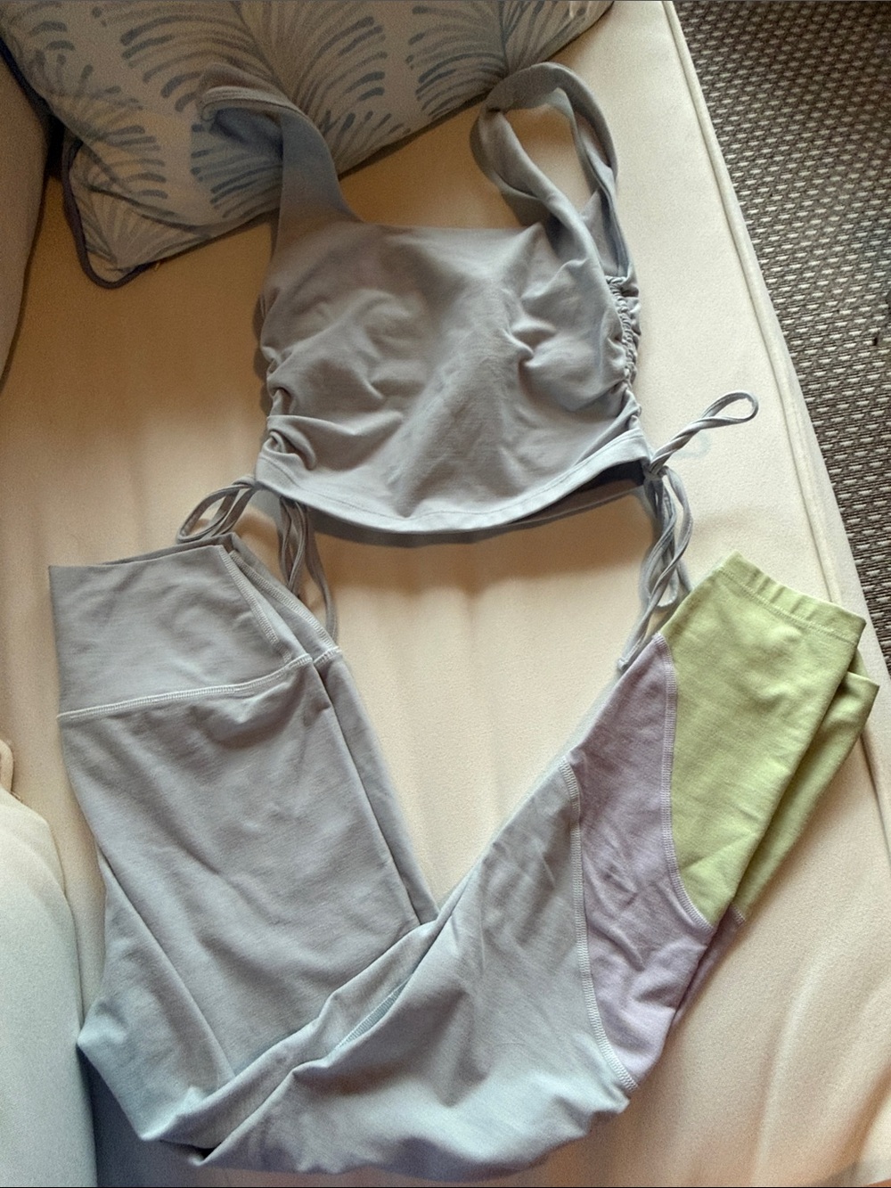 Playground active small Light blue Ruched Tank and Colorblock Leggings